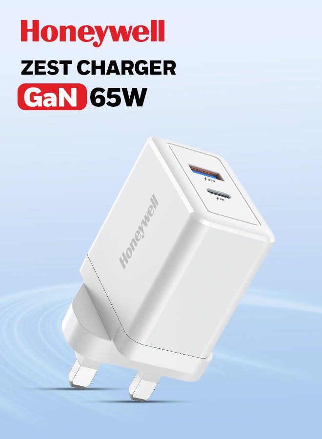 honeywell Honeywell Gan Ultrafast Laptop Charger With Usbc And Usb Ports For Laptop Dell MacBook OnePlus iPhone Google Pixel And Samsung Galaxy 3 Yrs Manufacturer Warranty 65W N70057627V