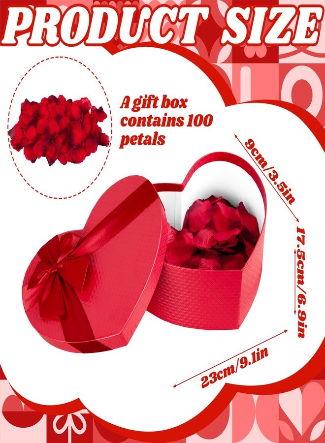 Demonwer Valentine's Day Heart Gift Box Red Heart Shaped Box with Rose Petals Valentine Romantic Gift for Anniversaries Wedding Birthday Present Supplies - Image 2
