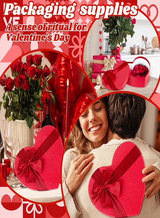Demonwer Valentine's Day Heart Gift Box Red Heart Shaped Box with Rose Petals Valentine Romantic Gift for Anniversaries Wedding Birthday Present Supplies - Image 4