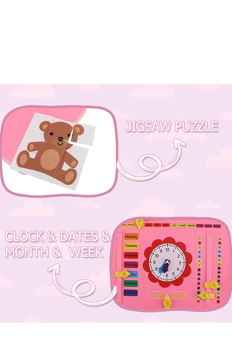 Educational Activity Board for 1, 2, 3, 4 Year Olds, Montessori Sensory Activity Board, Fine Motor Skills Learning Toys for Preschool Boys and Girls, Great Baby Toys (Pink) - Image 5