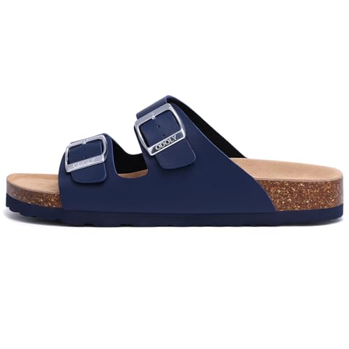 ODOLY Unisex Cork Footbed Slide Sandal, Arch Support Summer Outdoor Sandals with Adjustable Buckle for Women and Men, Navy 37 (6.5-7 Women/5-5.5 Men) - Image 3