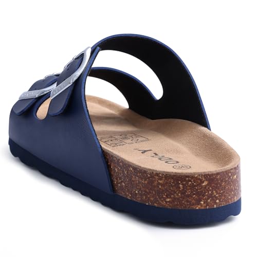 ODOLY Unisex Cork Footbed Slide Sandal, Arch Support Summer Outdoor Sandals with Adjustable Buckle for Women and Men, Navy 37 (6.5-7 Women/5-5.5 Men) - Image 5