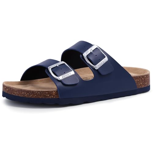 ODOLY Unisex Cork Footbed Slide Sandal, Arch Support Summer Outdoor Sandals with Adjustable Buckle for Women and Men, Navy 37 (6.5-7 Women/5-5.5 Men) - Image 1