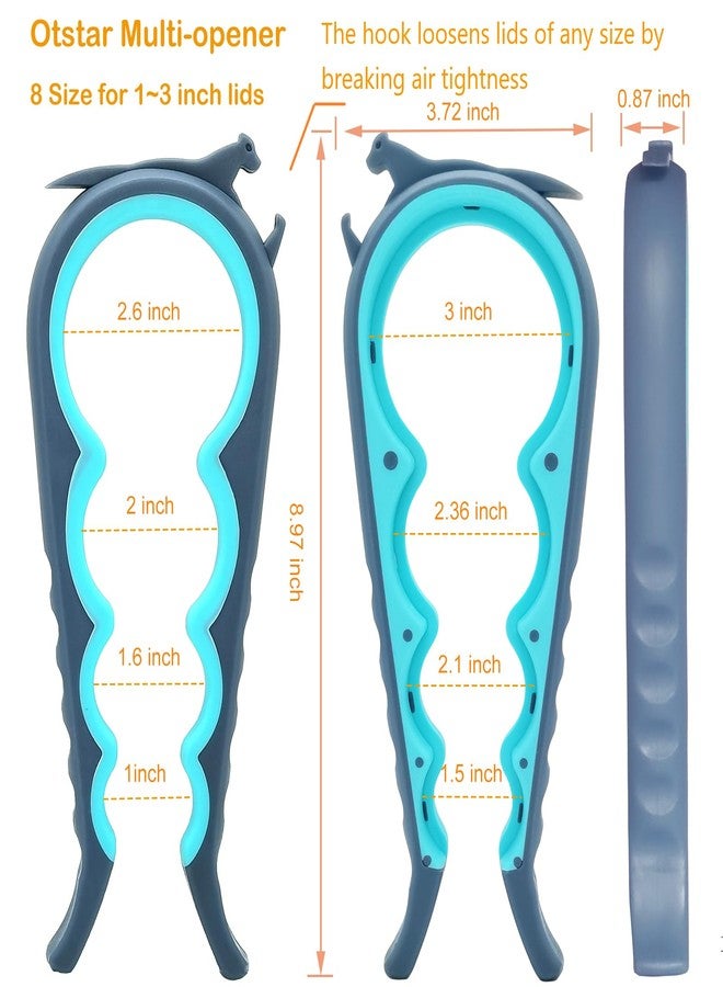 Otstar Jar Opener Bottle Opener and Can Opener for Weak hands, Seniors with Arthritis and Anyone with Low Strength, Mutil Jar Opener Get Lids Off Easily (Blue and Grey) - Image 2