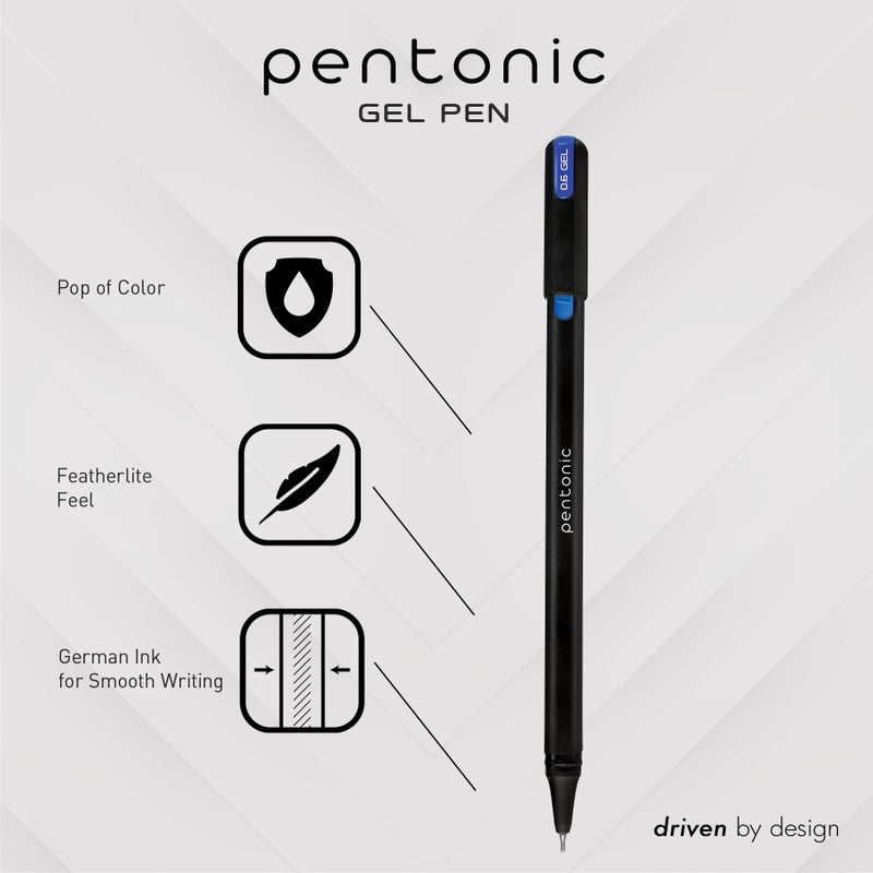 Pentonic Gel Pens, 24 Count, Assorted Colored Ink (12 Black, 8 Blue, 4 Red), 0.6 mm Fine Point, Smooth Writing For Journaling & Notetaking (1002354) - Image 2