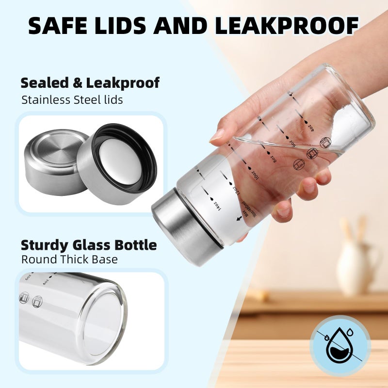 chunmo Glass Juice Bottles 4 Pack 16 oz - Wide Mouth Glass Water Bottles with Lids - Borosilicate,Stainless Steel Lids for Juicing, Smoothies, Infused Water, Beverage Storage, Leakproof, Reusable,BPA Free - Image 4