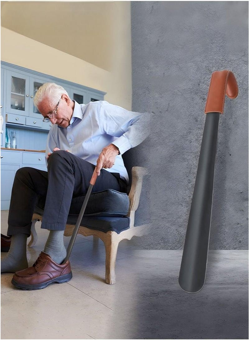 NOOA Shoe Horn Long Handle for Seniors,Metal Long Shoehorn Boot Horn for Boots,42CM Boot Horn with Leather Handle Extra Long Shoe Horn for Men Women Kids - Image 3