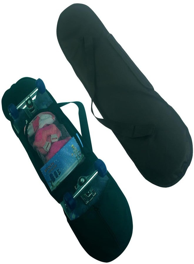 SquEqu Skateboard Bag Backpack 31'' Slim Foldable Nylon Skate Board Carry Bags with Gloves Pouch Portable Longboard Handy Storage Organizer with Adjustable Strap for Travel Outdoor Skating Skateboards - Image 3
