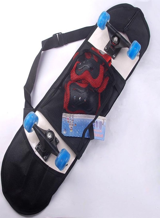 SquEqu Skateboard Bag Backpack 31'' Slim Foldable Nylon Skate Board Carry Bags with Gloves Pouch Portable Longboard Handy Storage Organizer with Adjustable Strap for Travel Outdoor Skating Skateboards - Image 2