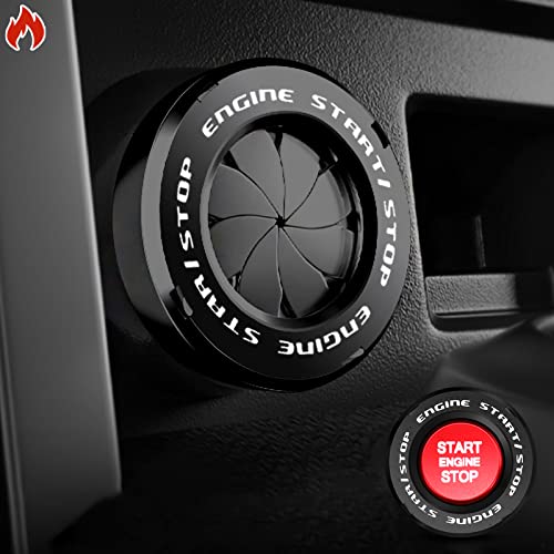 Tybasthe Rotary Push Start Button Cover, Car Engine Push to Start Stop Accessories, Auto Ignition Switch Cover, Cool Motorcycle Car Decor Gift for Christmas New Years Birthday, Black - Image 1