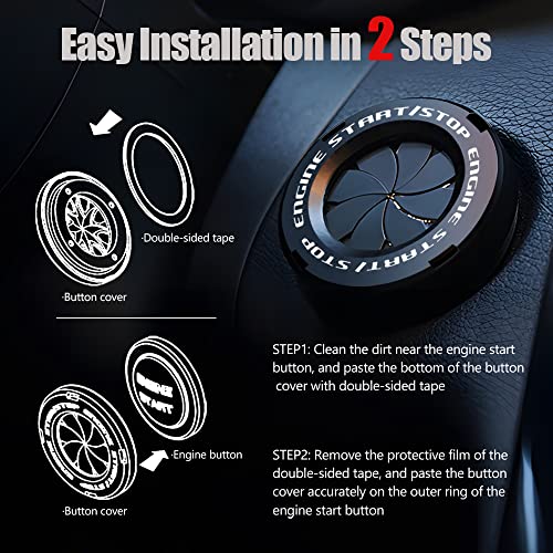 Tybasthe Rotary Push Start Button Cover, Car Engine Push to Start Stop Accessories, Auto Ignition Switch Cover, Cool Motorcycle Car Decor Gift for Christmas New Years Birthday, Black - Image 5