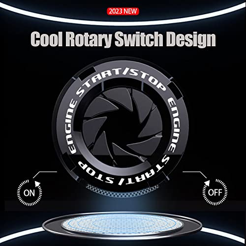 Tybasthe Rotary Push Start Button Cover, Car Engine Push to Start Stop Accessories, Auto Ignition Switch Cover, Cool Motorcycle Car Decor Gift for Christmas New Years Birthday, Black - Image 3