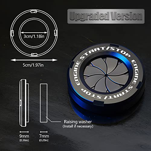 Tybasthe Rotary Push Start Button Cover, Car Engine Push to Start Stop Accessories, Auto Ignition Switch Cover, Cool Motorcycle Car Decor Gift for Christmas New Years Birthday, Black - Image 2