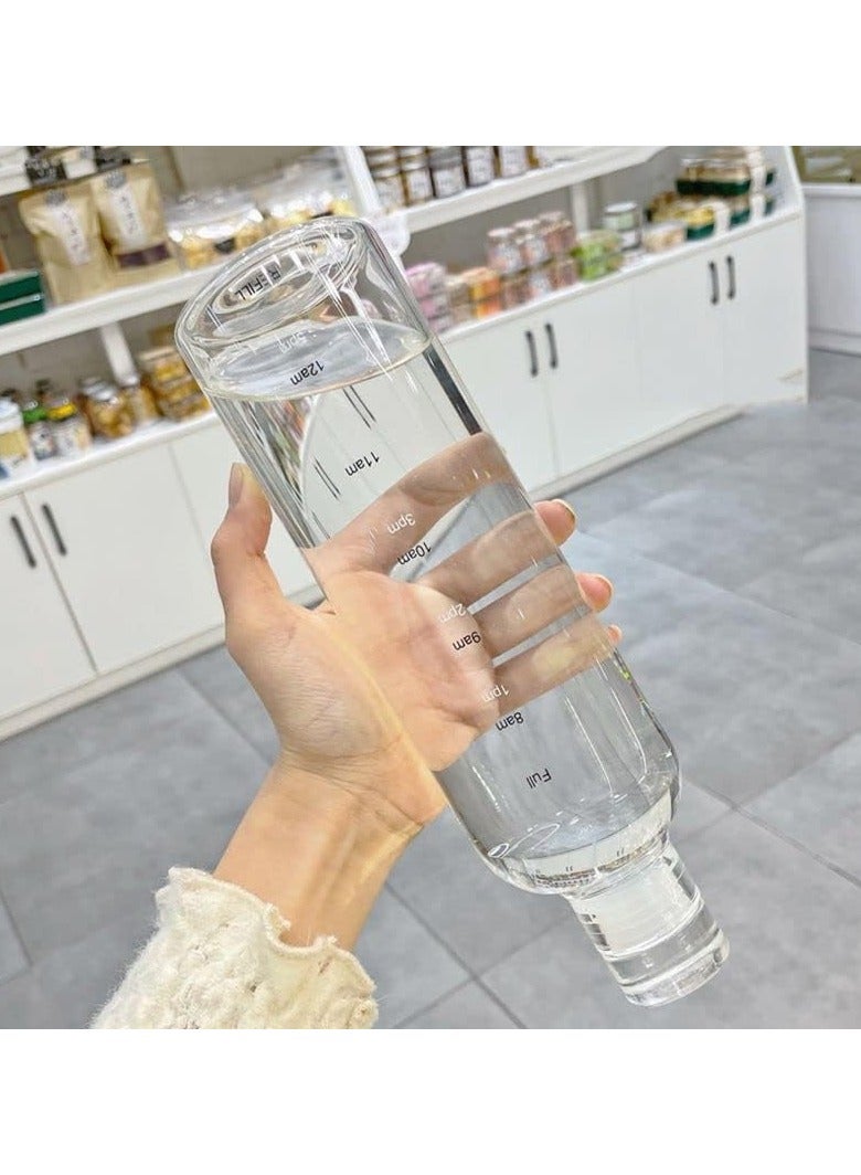 Home zone 500ml Water Bottles with Time Marker Reusable Clear Glass Drinking Bottles Suitable For Office Gym Outdoors - Image 4
