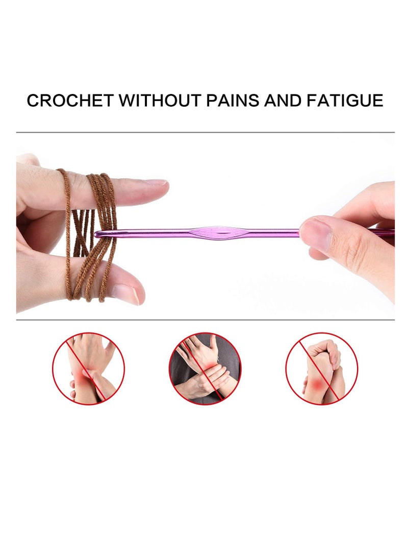 Crochet Hook Set, 22 Pcs Knitting Needles Craft, Weave Yarn Set 0.6mm - 6.5mm, Large-Eye Blunt Needles, Stainless Steel Yarn Knitting Needles, Sewing Needles [Purple Travel Bag] - Image 3