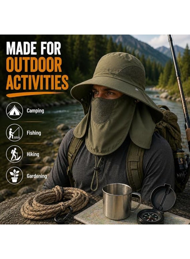 Outdoor Wide Brim Protective Hat with Face and Neck Guard with Mesh Vents - Image 5