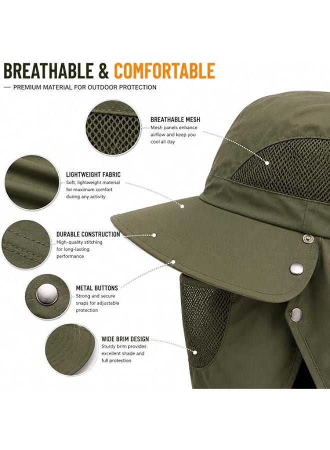 Outdoor Wide Brim Protective Hat with Face and Neck Guard with Mesh Vents - Image 4