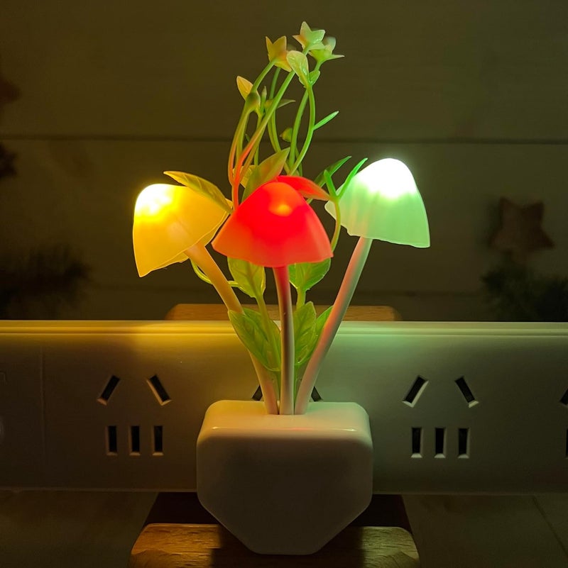 Zezhou أضواء ليلية ذكية بحساس LED 2 عبوة، 7 ألوان متغيرة مع حساس الغسق إلى الفجر، تعمل تلقائيًا، مصباح فطر أحلام السرير، 0.6 واط، مصباح حائط قابل للتوصيل، هدية مثالية لحديثي الولادة والأطفال والبالغين - Image 3