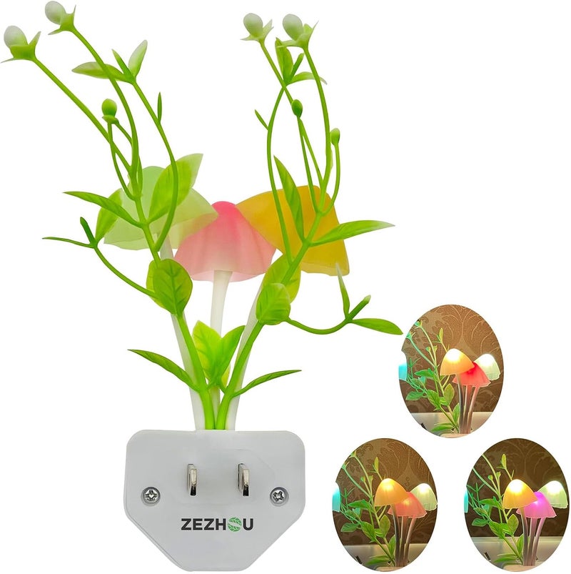 Zezhou أضواء ليلية ذكية بحساس LED 2 عبوة، 7 ألوان متغيرة مع حساس الغسق إلى الفجر، تعمل تلقائيًا، مصباح فطر أحلام السرير، 0.6 واط، مصباح حائط قابل للتوصيل، هدية مثالية لحديثي الولادة والأطفال والبالغين - Image 2