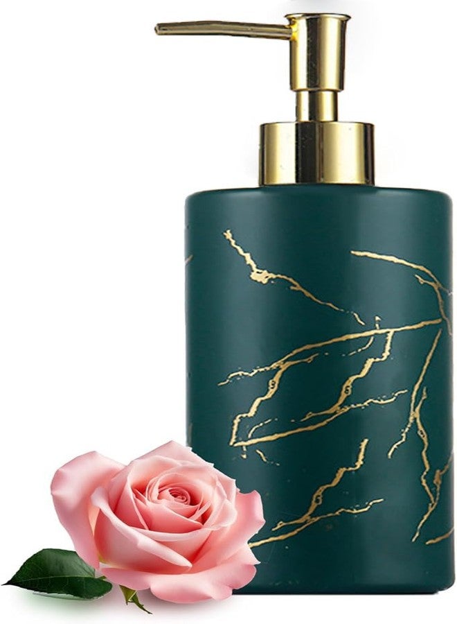 VKSG Marble Soap Dispenser for Bathroom or Kitchen，320ML Ceramic Foam Shampoo Soap Dispenser with Rust Proof Silver Pump（Dark Green） - Image 1