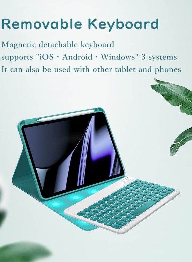 kaitesi جراب لوحة مفاتيح كايتيسي لجهاز iPad A16 (الجيل الحادي عشر، 11 بوصة 2025) / iPad الجيل العاشر 2022، جراب 10.9 بوصة مع مفاتيح مقعرة ملونة وغطاء لوحة مفاتيح قابل للفصل (أسود + أبيض) - Image 4