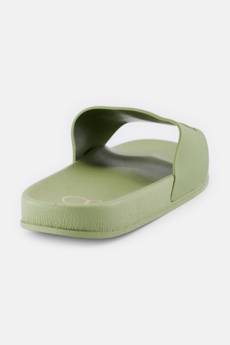Ocean Pacific Men Brand Logo Slip On Slides, Olive  - Image 3
