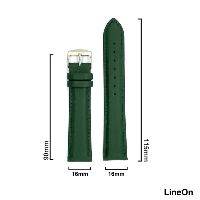 Lineon Colourful 16mm Full Padded Univarsal Vegan Leather Watch Strap For Branded Watches Compitable with (Titan, Timex, Casio, Sonata etc) Tool and Pins Include - Image 2