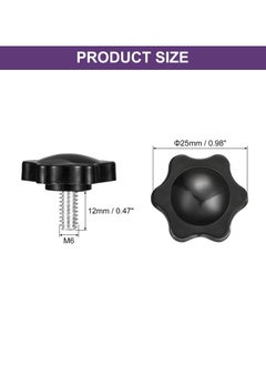 CMGTYYD Set of 4 tension screw knobs, M6 x 12 mm, hexagonal star knob, plastic handles, handset screw handle for umbrella stand, mechanical furniture, 25 mm diameter  - Image 2