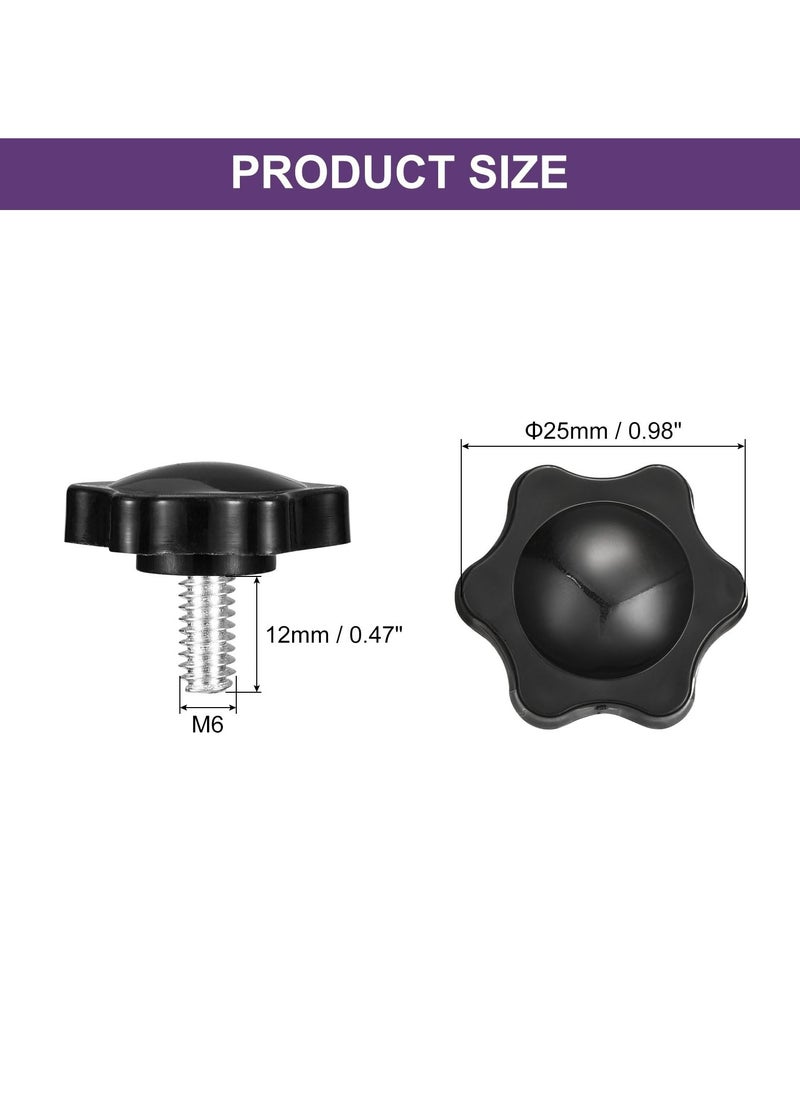 CMGTYYD - Set of 4 tension screw knobs, M6 x 12 mm, hexagonal star knob, plastic handles, handset screw handle for umbrella stand, mechanical furniture, 25 mm diameter - Image 1