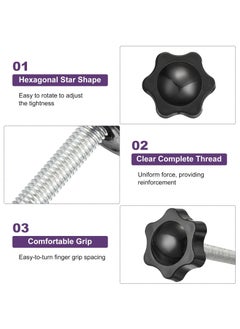 CMGTYYD Set of 4 tension screw knobs, M6 x 12 mm, hexagonal star knob, plastic handles, handset screw handle for umbrella stand, mechanical furniture, 25 mm diameter  - Image 4