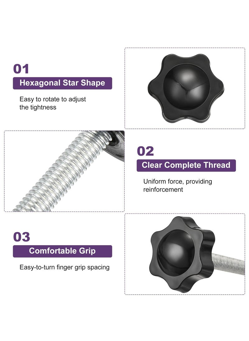 CMGTYYD - Set of 4 tension screw knobs, M6 x 12 mm, hexagonal star knob, plastic handles, handset screw handle for umbrella stand, mechanical furniture, 25 mm diameter - Image 1