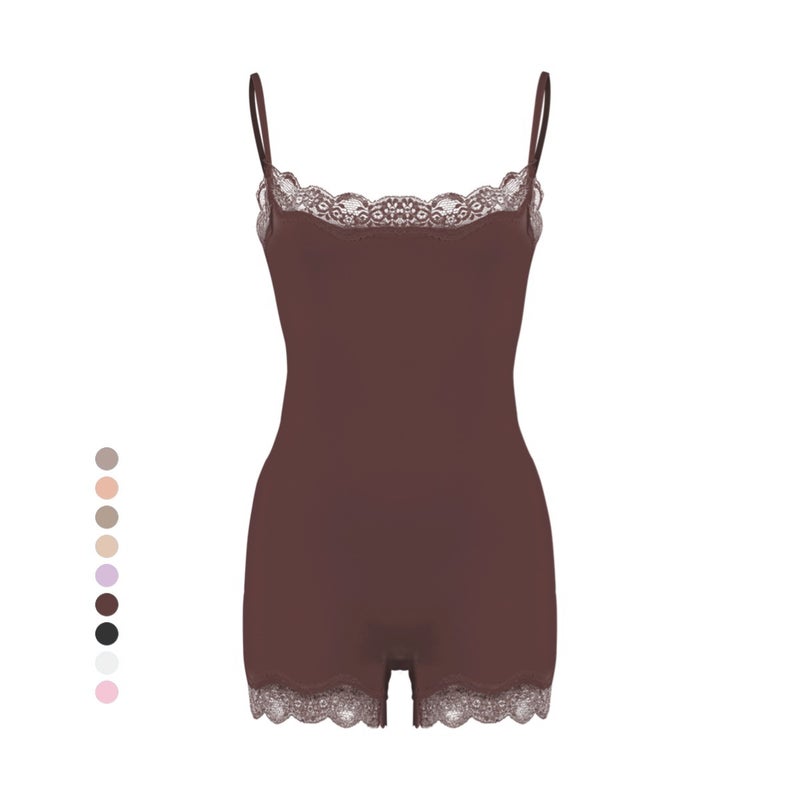 Lace Bodysuit Lace-Trimmed Camisole Shapewear Bodysuit Skim* Same Style Shapewear - Image 2