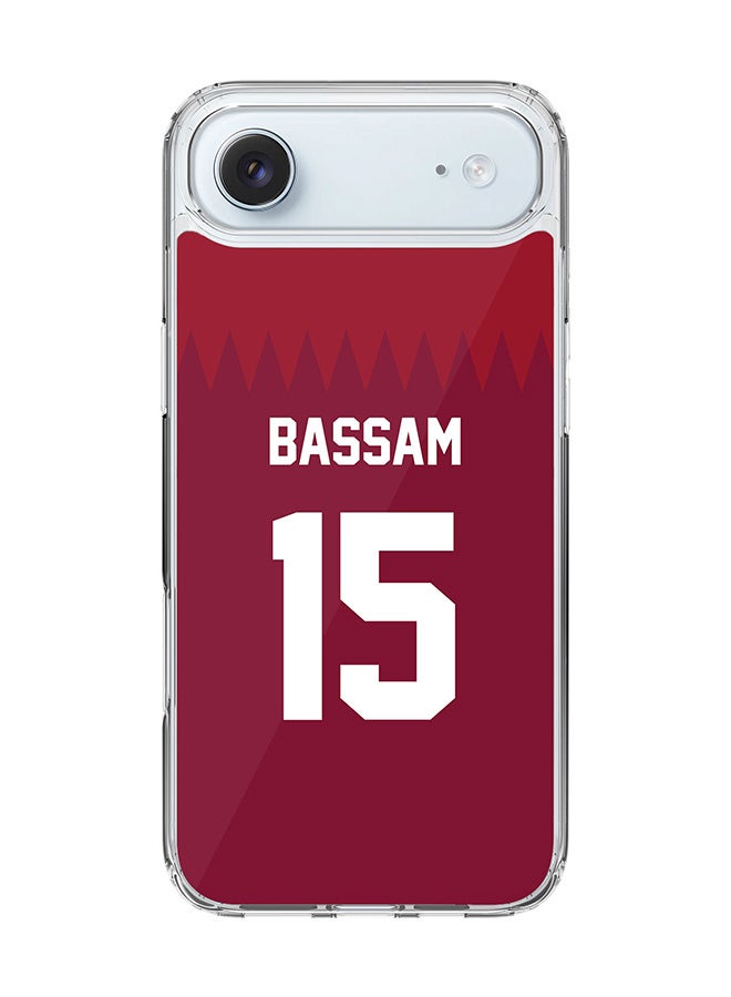 Stylizedd Classic Clear MagSafe Case for iPhone 17 Air , Hybrid Soft Case Flexible Edges Anti Drop TPU PC Gel Thin Transparent Cover [ Designed for iPhone 17 Air ] - Football Team - Qatar, Player Name - Bassam