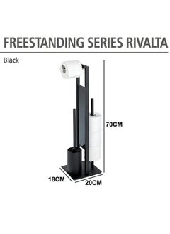 Generic Toilet Paper Holder Stand, Bathroom Toilet Paper Roll Holder Stainless Steel Free Standing, Toilet Roll Dispenser for Bathroom , Storage for 4 Rolls of Paper（Black）  - Image 2