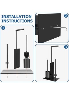 Generic Toilet Paper Holder Stand, Bathroom Toilet Paper Roll Holder Stainless Steel Free Standing, Toilet Roll Dispenser for Bathroom , Storage for 4 Rolls of Paper（Black）  - Image 4