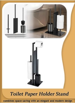Generic Toilet Paper Holder Stand, Bathroom Toilet Paper Roll Holder Stainless Steel Free Standing, Toilet Roll Dispenser for Bathroom , Storage for 4 Rolls of Paper（Black）  - Image 1