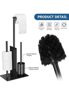 Generic Toilet Paper Holder Stand, Bathroom Toilet Paper Roll Holder Stainless Steel Free Standing, Toilet Roll Dispenser for Bathroom , Storage for 4 Rolls of Paper（Black）  - Image 3