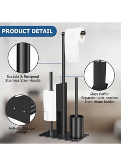 Generic Toilet Paper Holder Stand, Bathroom Toilet Paper Roll Holder Stainless Steel Free Standing, Toilet Roll Dispenser for Bathroom , Storage for 4 Rolls of Paper（Black）  - Image 5
