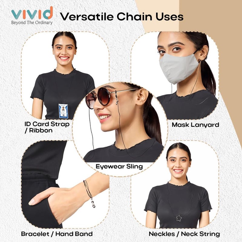 Vivid vision Unisex Adult Eyeglass Holder Strap Cord | New Chain Adjust on Sunglasses | Anti-slip Retainer Lanyard String Eyewear Frame | Specs Mask Chains - Image 5