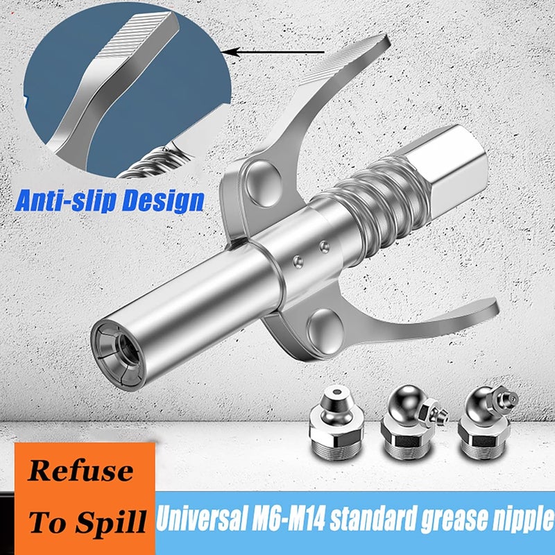 FACITE Grease Gun Coupler with Quick Lock and Release, Dual Handle, 12000 PSI - Image 5