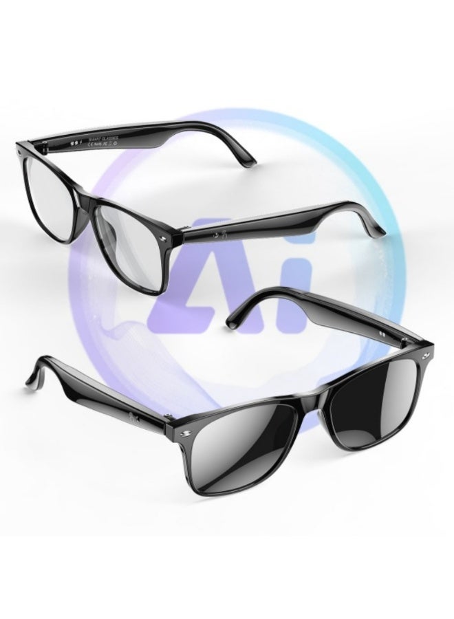 Domars Bluetooth Sunglasses Voice Control and Open Ear Style Smart Glasses for Athletic Outdoor Sports Smart AI Translation Glasses with Headphones and Speaker AI Translation into 163 languages AI Chat IP65 Waterproof AI Assistant Music - Black - Image 5