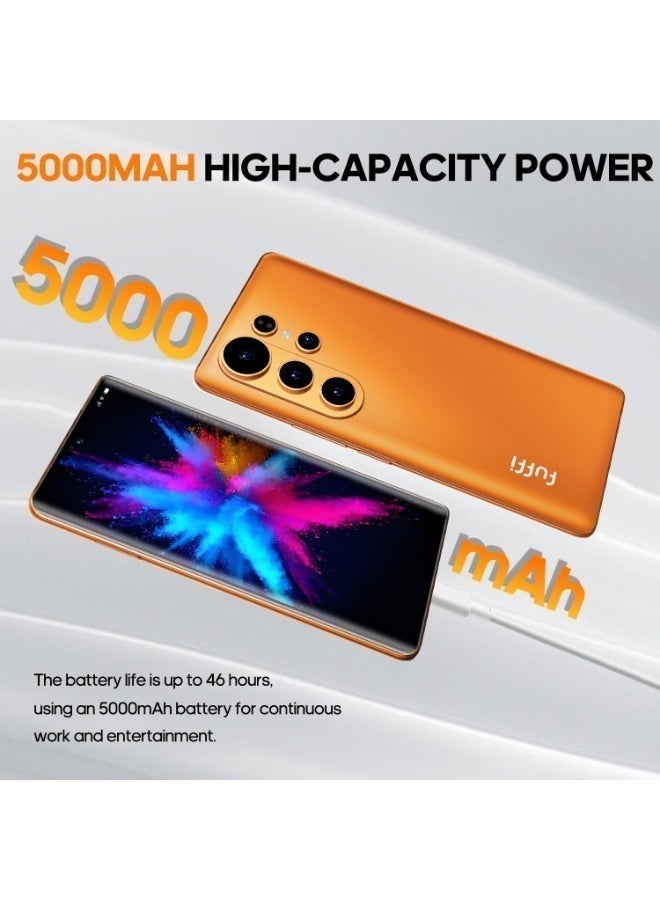  FUFFI هاتف ذكي S26 Pro هاتف خلوي بنظام تشغيل Android 12 بشاشة 6.67 بوصة، هاتف محمول 8+256 جيجا بايت 24 ميجا بيكسل + 48 ميجا بيكسل 5000 مللي أمبير في الساعة لهاتف متجر جوجل بلاي برتقالي - Image 2