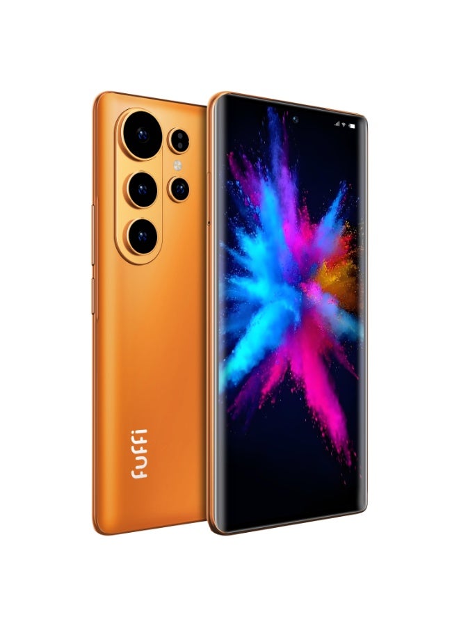 FUFFI هاتف ذكي S26 Pro هاتف خلوي بنظام تشغيل Android 12 بشاشة 6.67 بوصة، هاتف محمول 8+256 جيجا بايت 24 ميجا بيكسل + 48 ميجا بيكسل 5000 مللي أمبير في الساعة لهاتف متجر جوجل بلاي برتقالي - Image 1