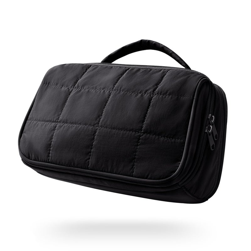 Marscamd Travel Makeup Bag for Women, Puffy Cosmetics Organizer with Waterproof Pockets, Toiletry Pouch for Makeup Brushes, Skincare & Travel Essentials, Black (Bag Only) - Image 1