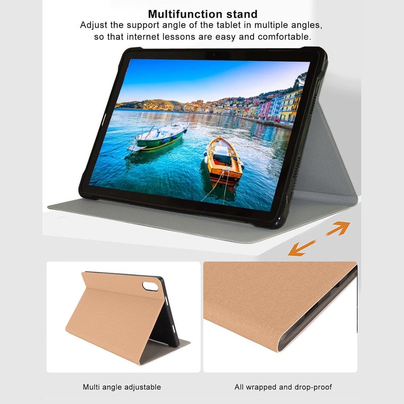 PU Leather Tablet Case for T50 PRO, Full Wrap Around Protective Cover with Stand Function, Accurate Hole Positioning and Precise Fit Design for Business and Entertainment (Gold) - Image 3