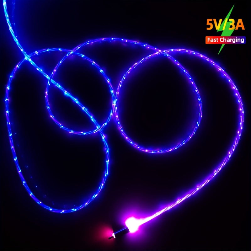 3.3 قدم / 1 متر كابل USB-C مع إضاءة LED متعددة الألوان (7 ألوان) شحن سريع 3 أمبير مزامنة بيانات – عبوة من قطعتين - Image 3