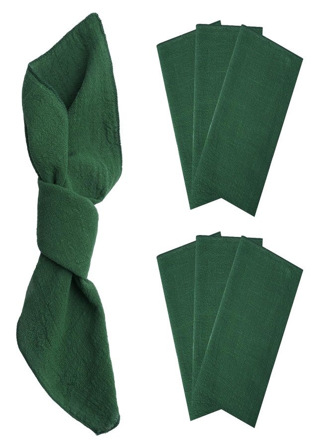 yeabwps Cotton Linen Cloth Napkins Set of 6 Dinner Kitchen Napkins Bulk 17" x 17" Thick Table Reusable Washable Napkins for Dinner Wedding and Parties(6, Olive Green) - Image 1