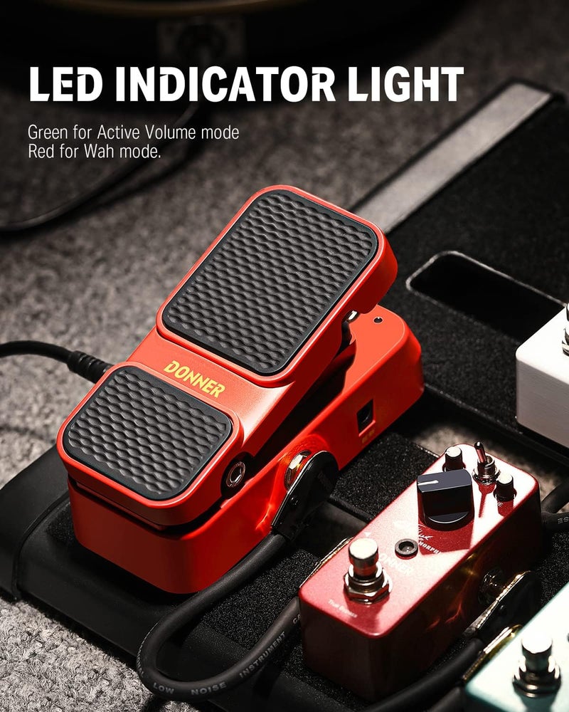 Donner Guitar Wah Pedal, 2 in 1 Wah Volume Pedal, Mini Vintage Electric Guitar Effect Pedal with Wah Wah Active Volume Control, Vowel Lightweight Guitar Pedal - Image 5