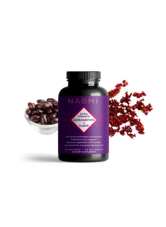 Naomi Extra Strength Astaxanthin + Coq10 Full Body Antioxidant Protection Cardiovascular Support Restore Depleted Coq10 Levels Liposomal For Increased Absorption  - Image 5