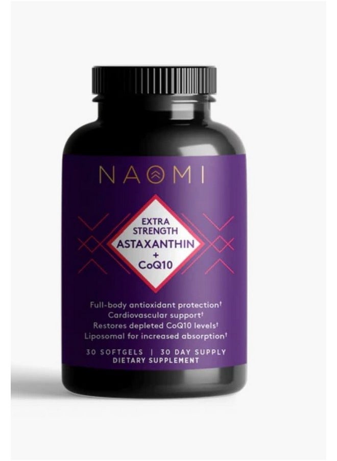 Naomi Extra Strength Astaxanthin + Coq10 Full Body Antioxidant Protection Cardiovascular Support Restore Depleted Coq10 Levels Liposomal For Increased Absorption  - Image 2